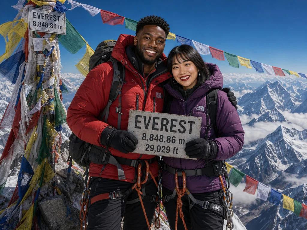 Mount Everest Summit — AI photo booth effect, Couple rendering