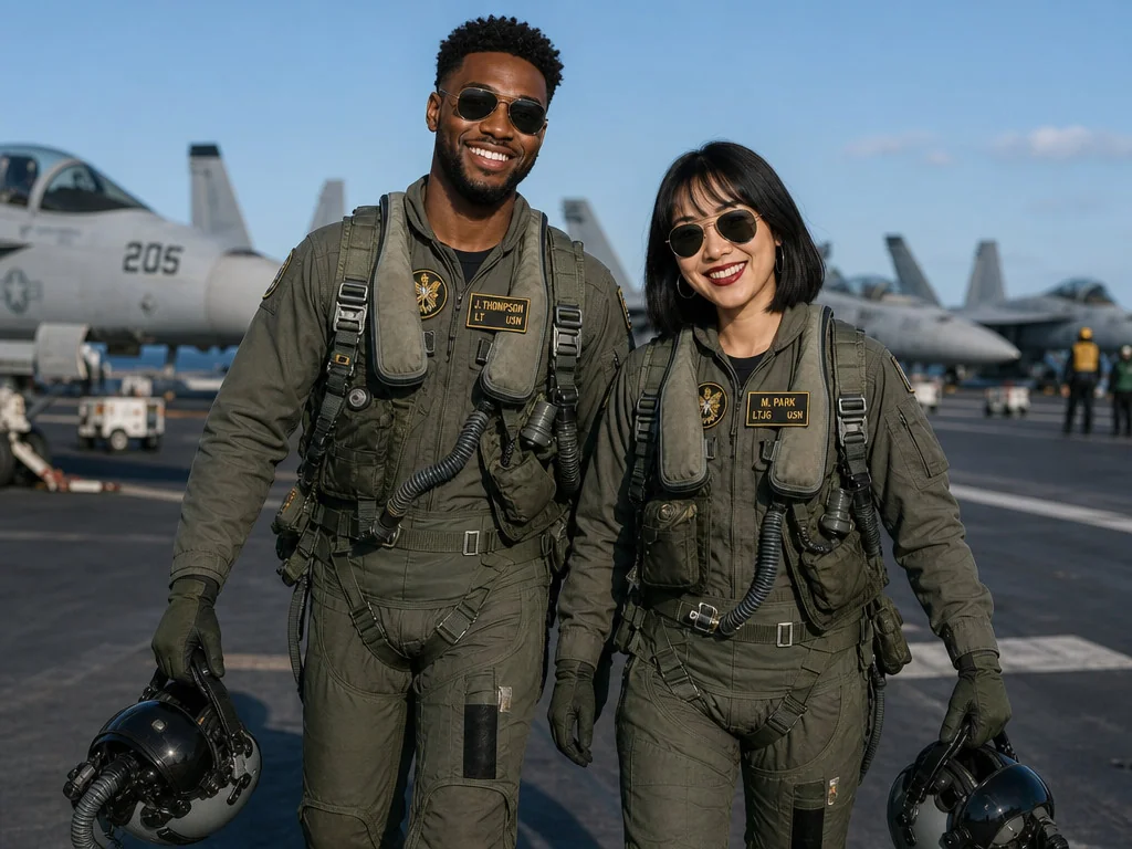 Navy Fighter Pilot — AI photo booth effect, Couple rendering