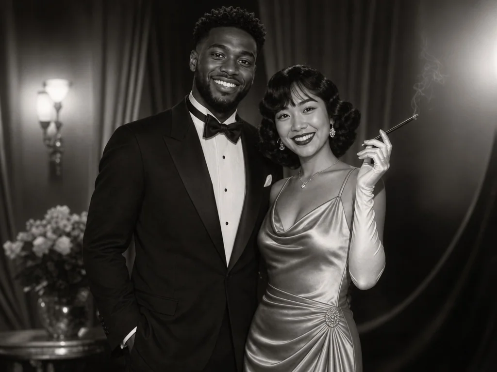 Old Hollywood Glamour — AI photo booth effect, Couple rendering