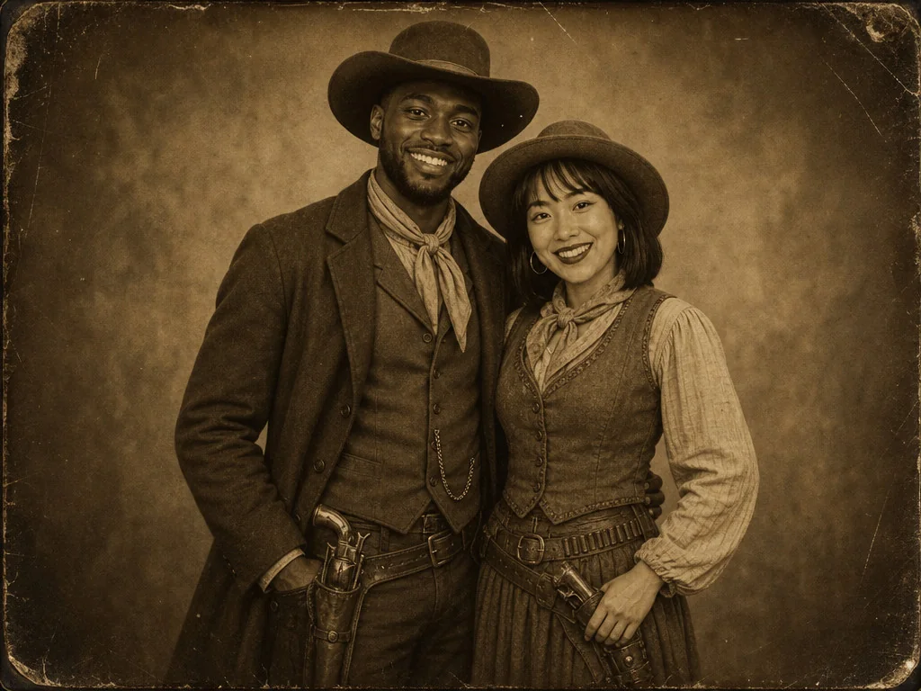 Old West Portrait — AI photo booth effect, Couple rendering