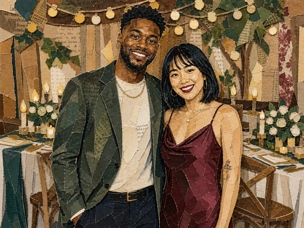 Paper Collage Art — AI photo booth effect, Couple rendering