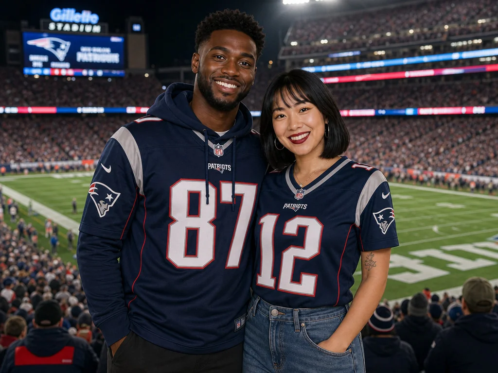 Patriots Game — AI photo booth effect, Couple rendering