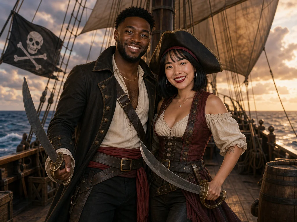 Pirate Ship Deck — AI photo booth effect, Couple rendering