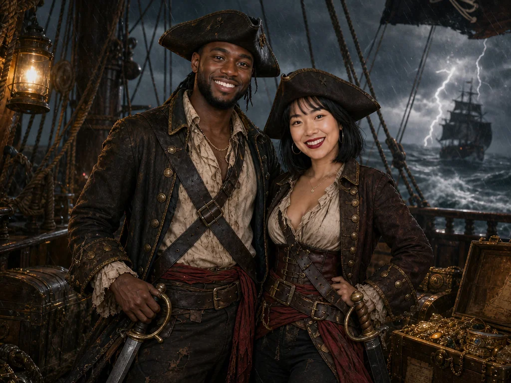 Pirate Treasure — AI photo booth effect, Couple rendering
