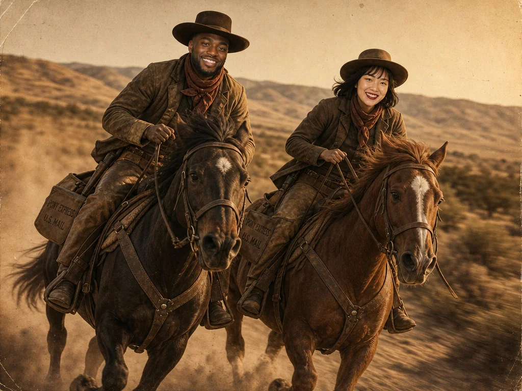 Pony Express Rider — AI photo booth effect, Couple rendering
