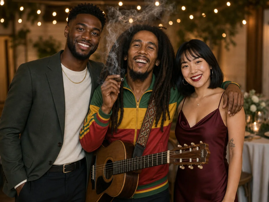 Pose with Bob Marley — AI photo booth effect, Couple rendering