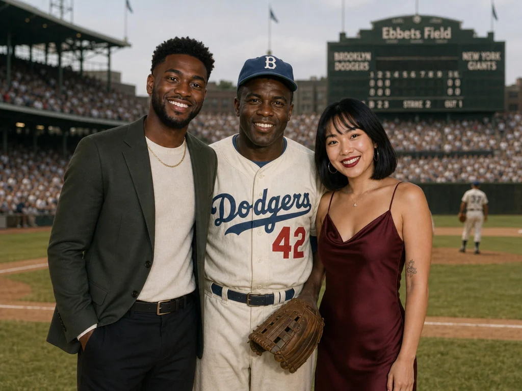 Pose with Jackie Robinson — AI photo booth effect, Couple rendering