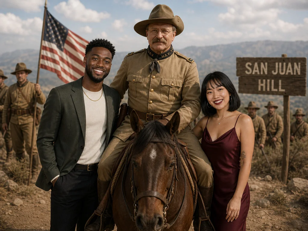 Pose with Teddy Roosevelt — AI photo booth effect, Couple rendering