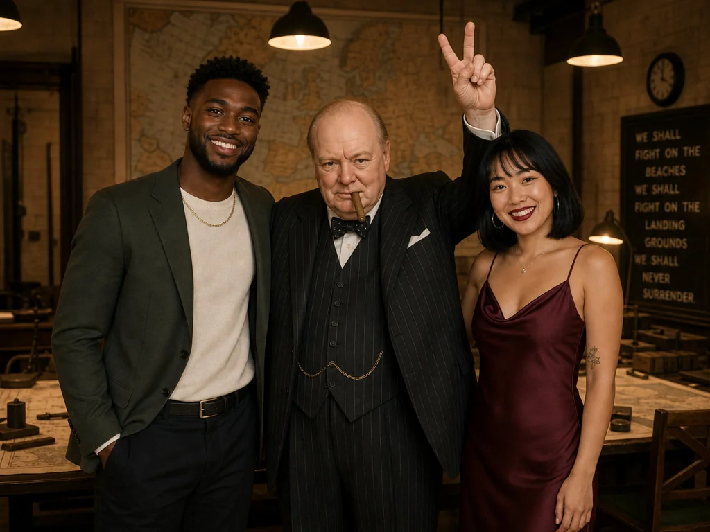Pose with Winston Churchill — AI photo booth effect, Couple rendering