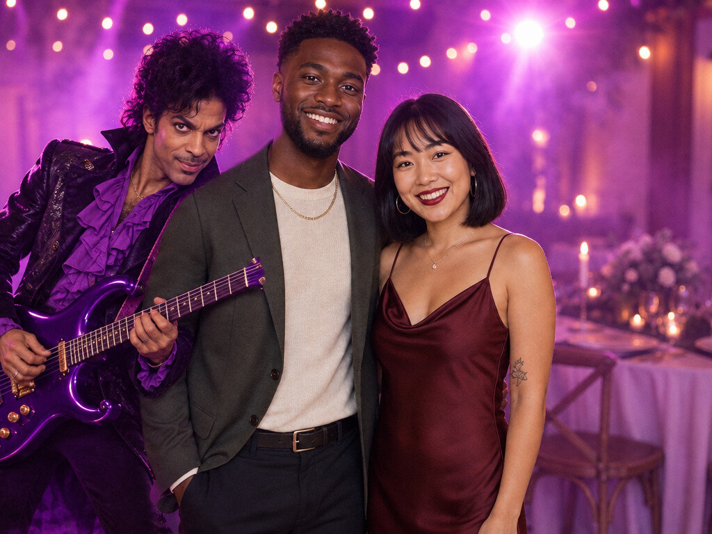Prince Photobombs Your Shot: AI photo booth effect, Couple rendering