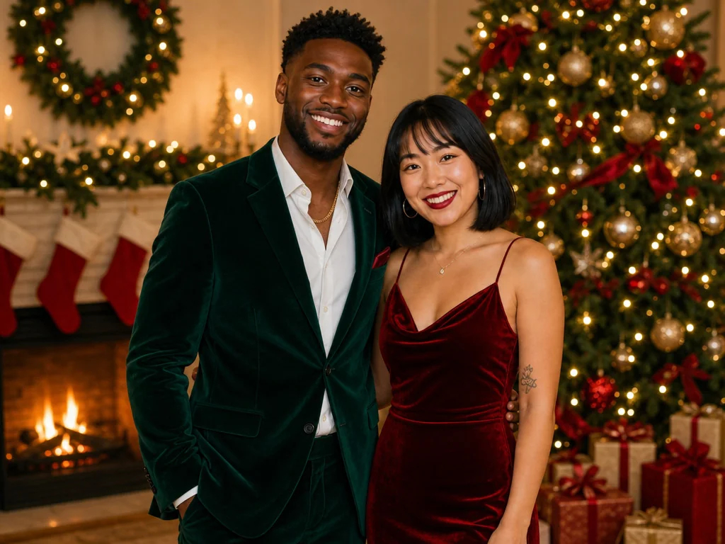 Professional Christmas Portrait — AI photo booth effect, Couple rendering