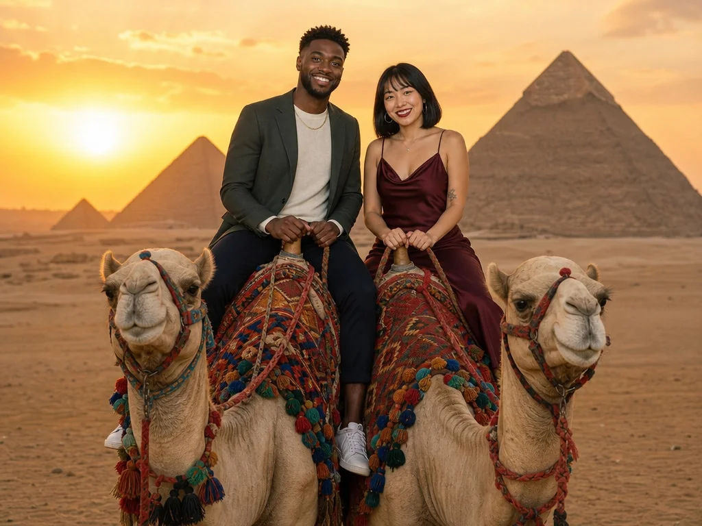 Pyramids of Egypt — AI photo booth effect, Couple rendering