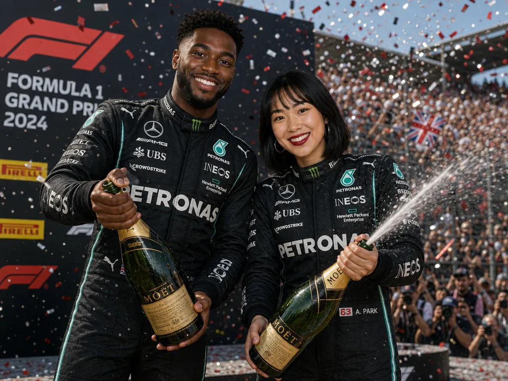 Race Car Champagne — AI photo booth effect, Couple rendering