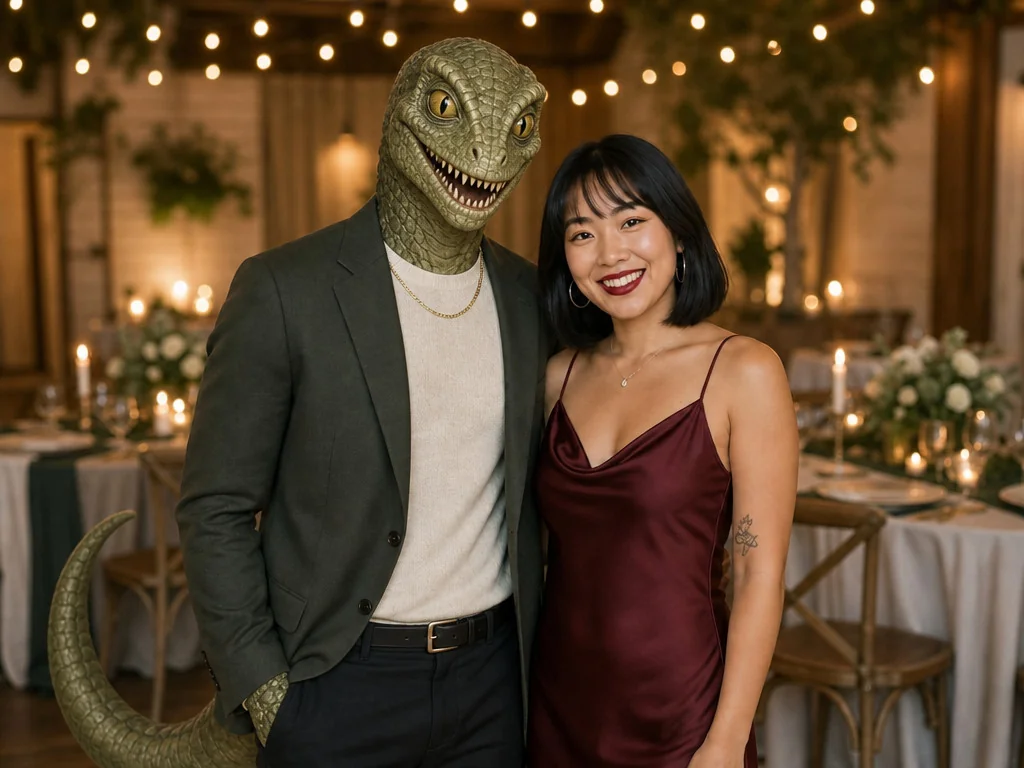 Random Lizard Person Alien — AI photo booth effect, Couple rendering