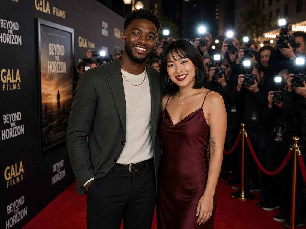 Red Carpet Flashbulbs — AI photo booth effect, Couple rendering