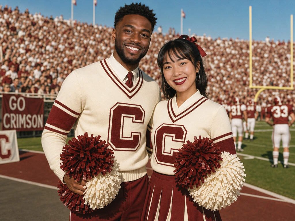 Retro Cheer Squad — AI photo booth effect, Couple rendering
