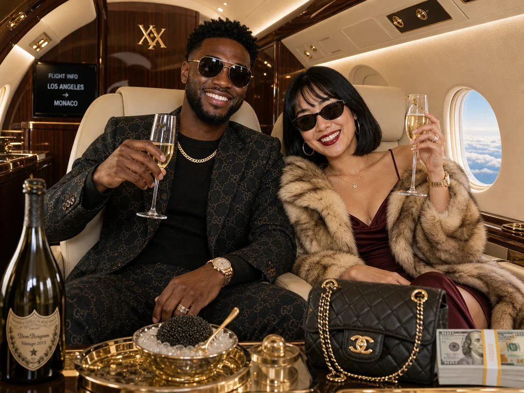 Rich Private Jet — AI photo booth effect, Couple rendering