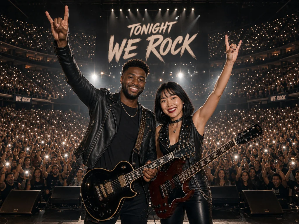 Rock Star on Stage — AI photo booth effect, Couple rendering