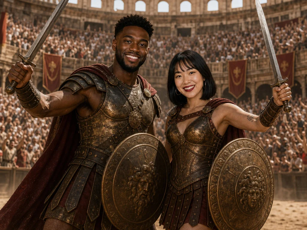 Roman Gladiator — AI photo booth effect, Couple rendering