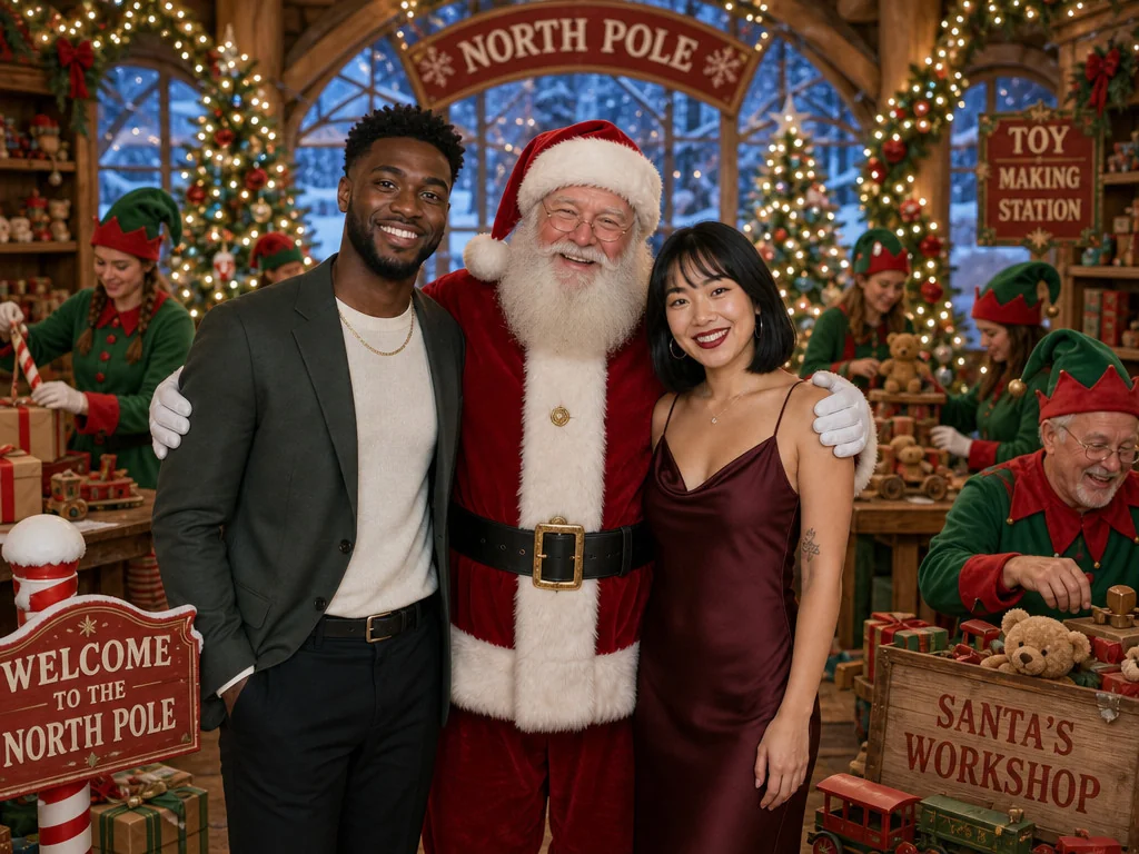 Santa at North Pole — AI photo booth effect, Couple rendering