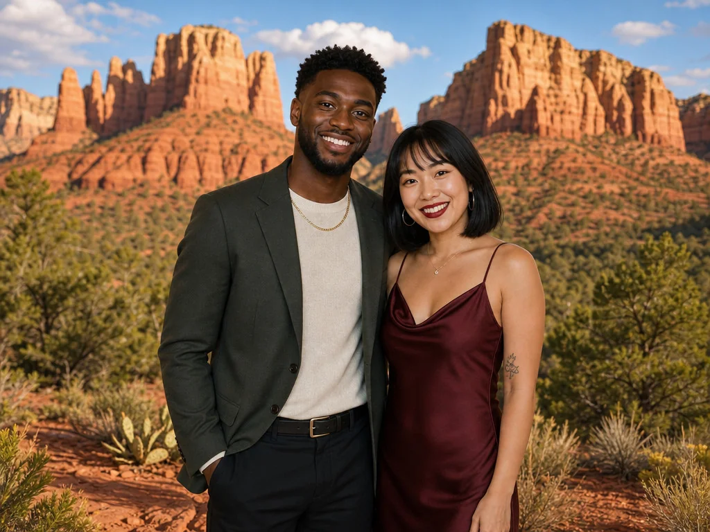 Sedona Red Rocks Arizona — AI photo booth effect, Couple rendering