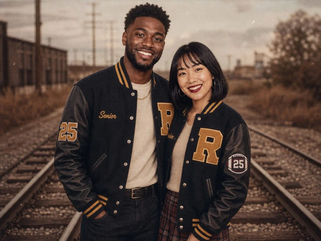 Senior Portrait Train Tracks — AI photo booth effect, Couple rendering