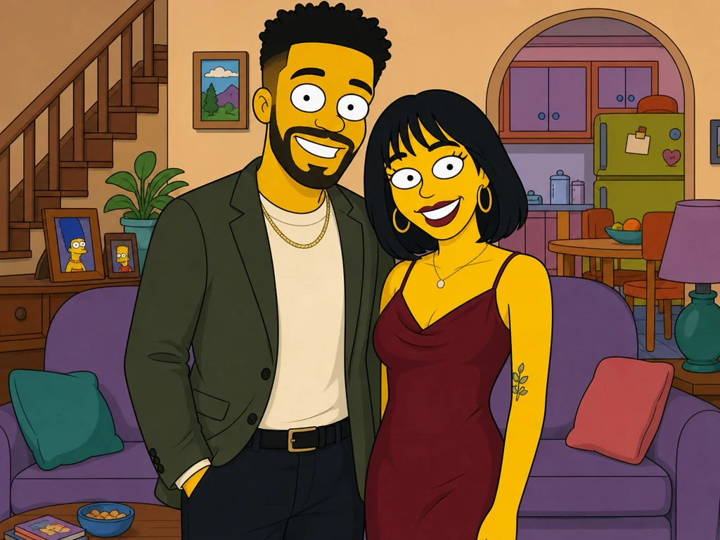 Simpsons Cartoon Style — AI photo booth effect, Couple rendering