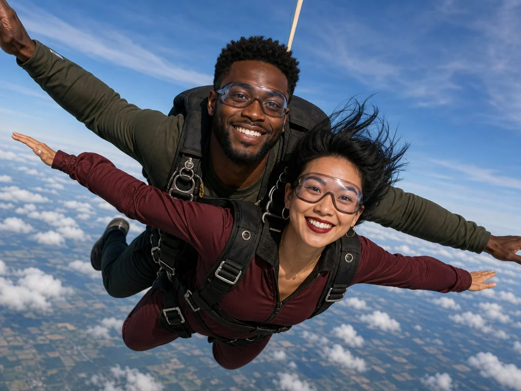 Skydiving Freefall — AI photo booth effect, Couple rendering