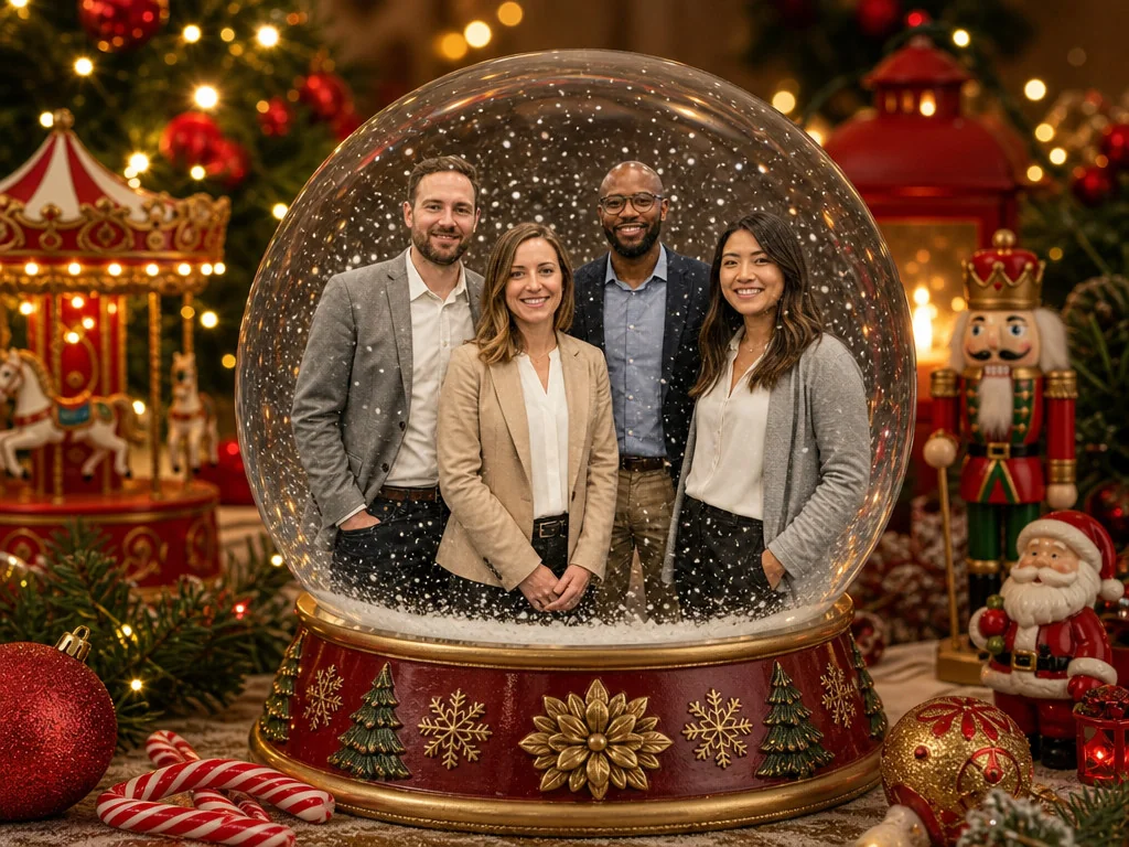 Snow Globe AI photo booth example