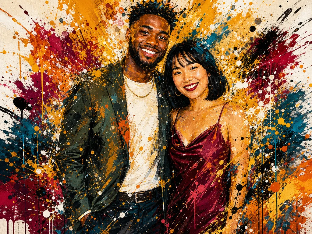 Splatter Paint Art — AI photo booth effect, Couple rendering