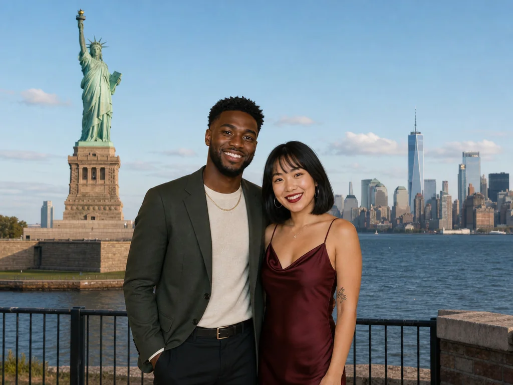Statue of Liberty — AI photo booth effect, Couple rendering