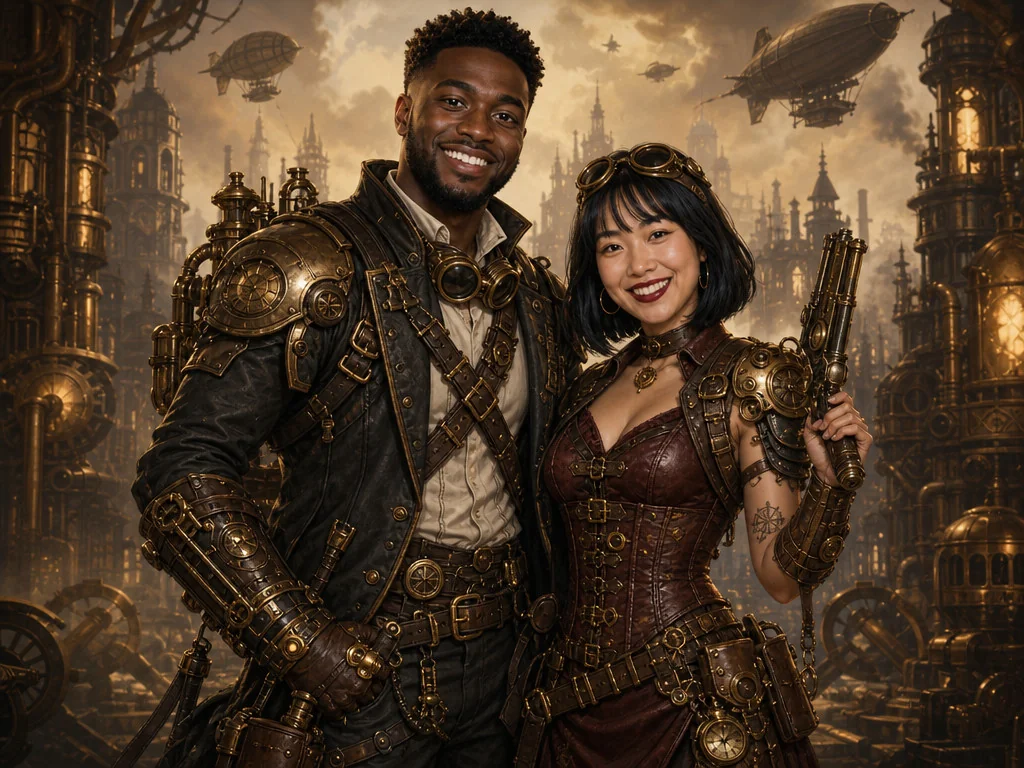 Steampunk RPG Character — AI photo booth effect, Couple rendering