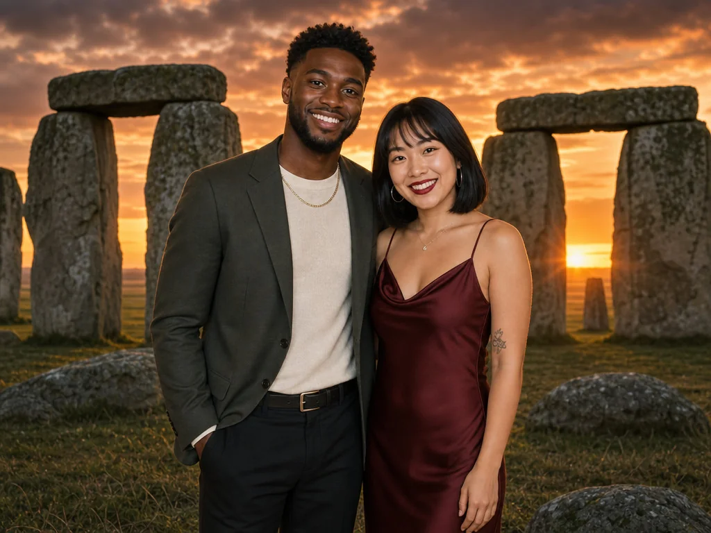 Stonehenge Sunset — AI photo booth effect, Couple rendering