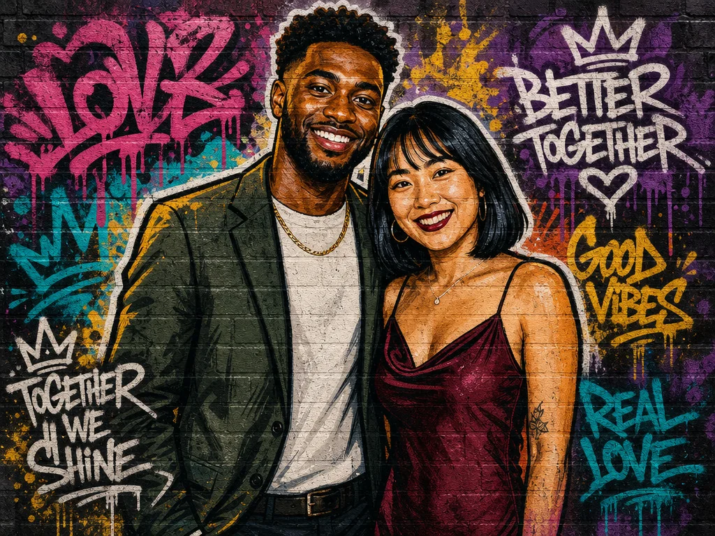 Street Graffiti — AI photo booth effect, Couple rendering