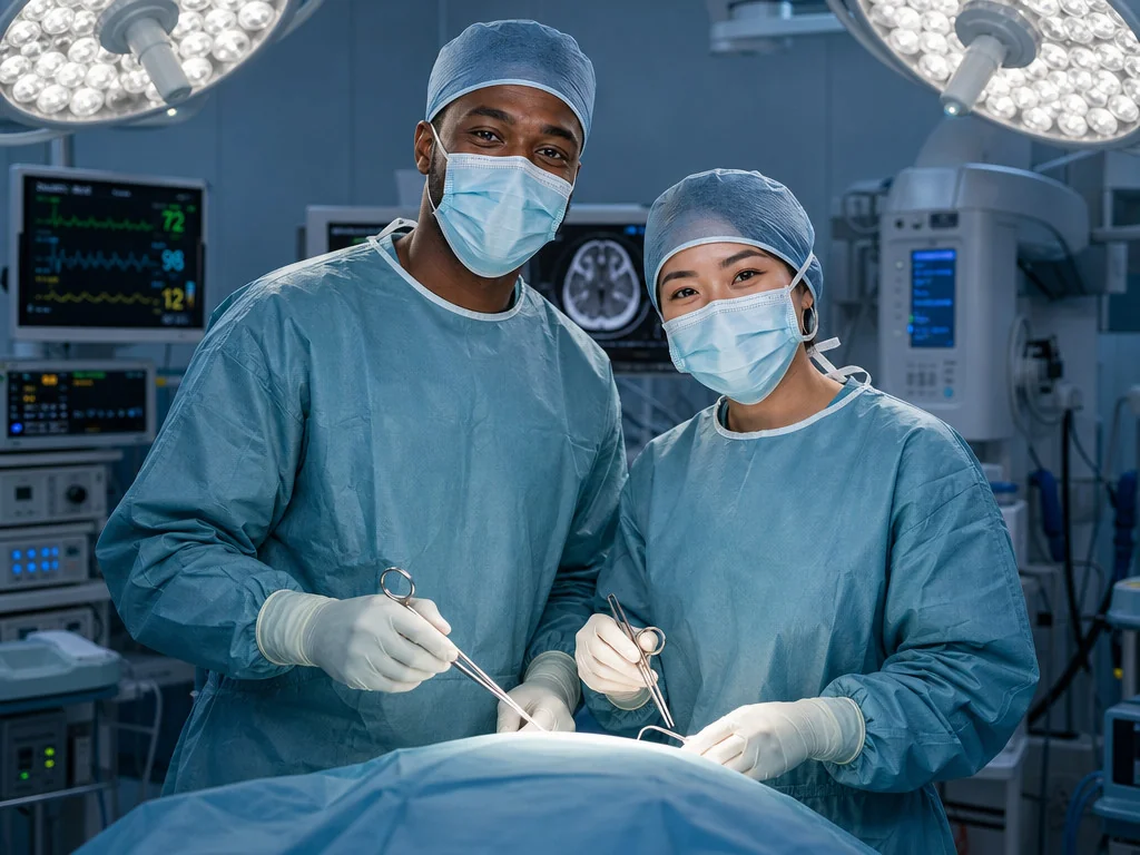 Surgeon in OR — AI photo booth effect, Couple rendering