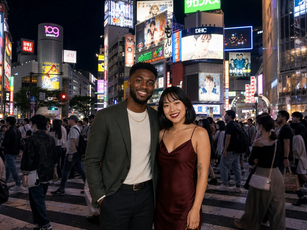 Tokyo Shibuya Crossing — AI photo booth effect, Couple rendering