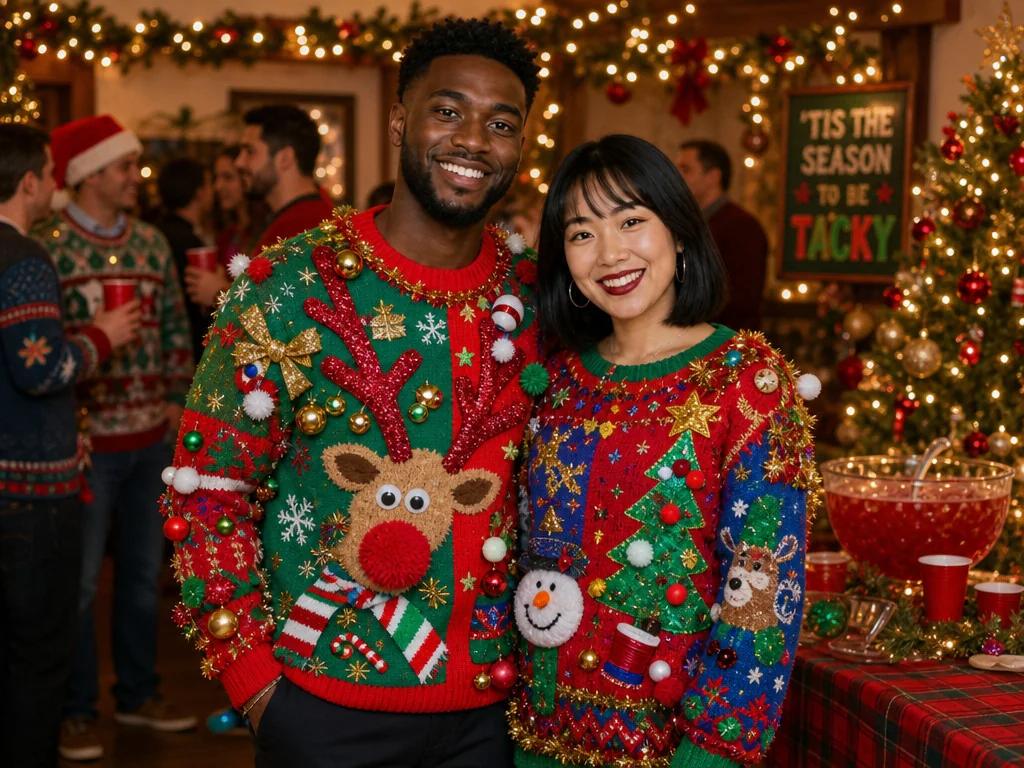 Ugly Sweater Christmas Party — AI photo booth effect, Couple rendering