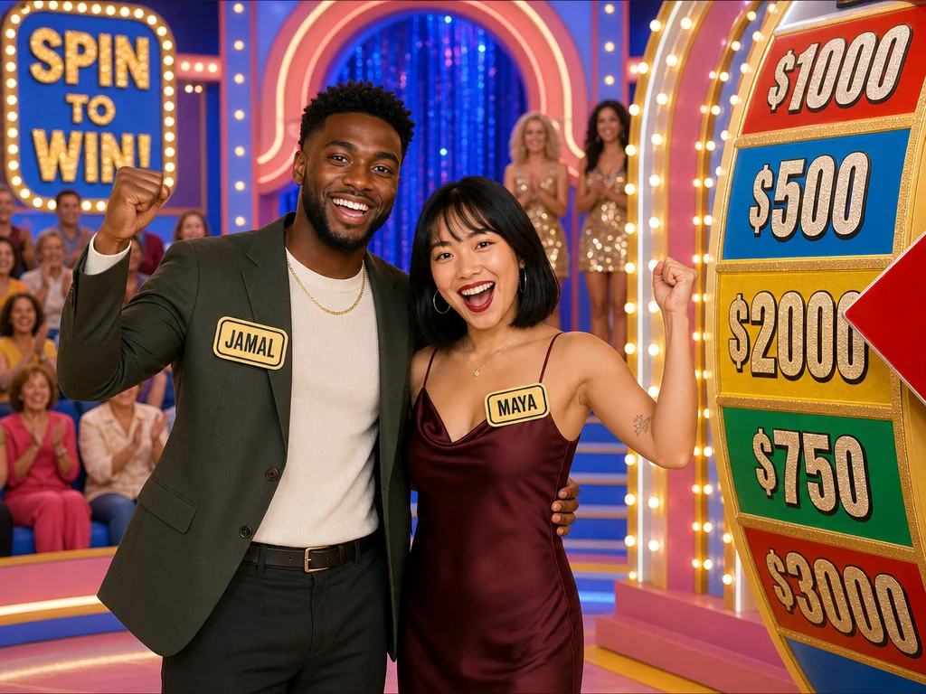 Vegas Game Show Wheel — AI photo booth effect, Couple rendering