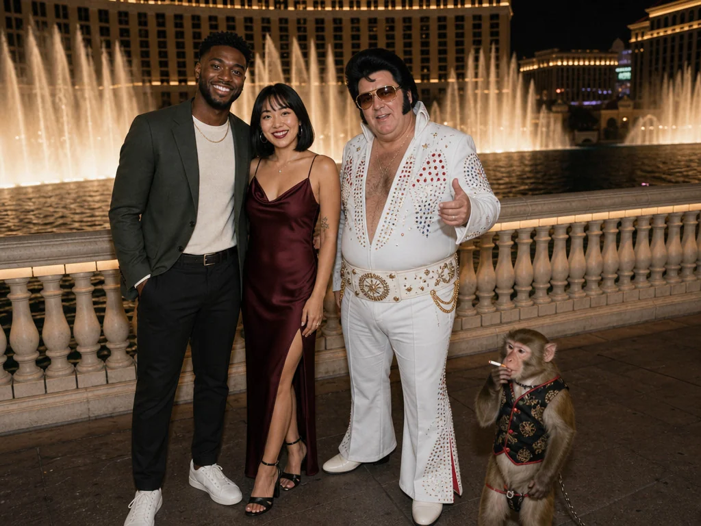 Vegas Street Character Photo-Op — AI photo booth effect, Couple rendering
