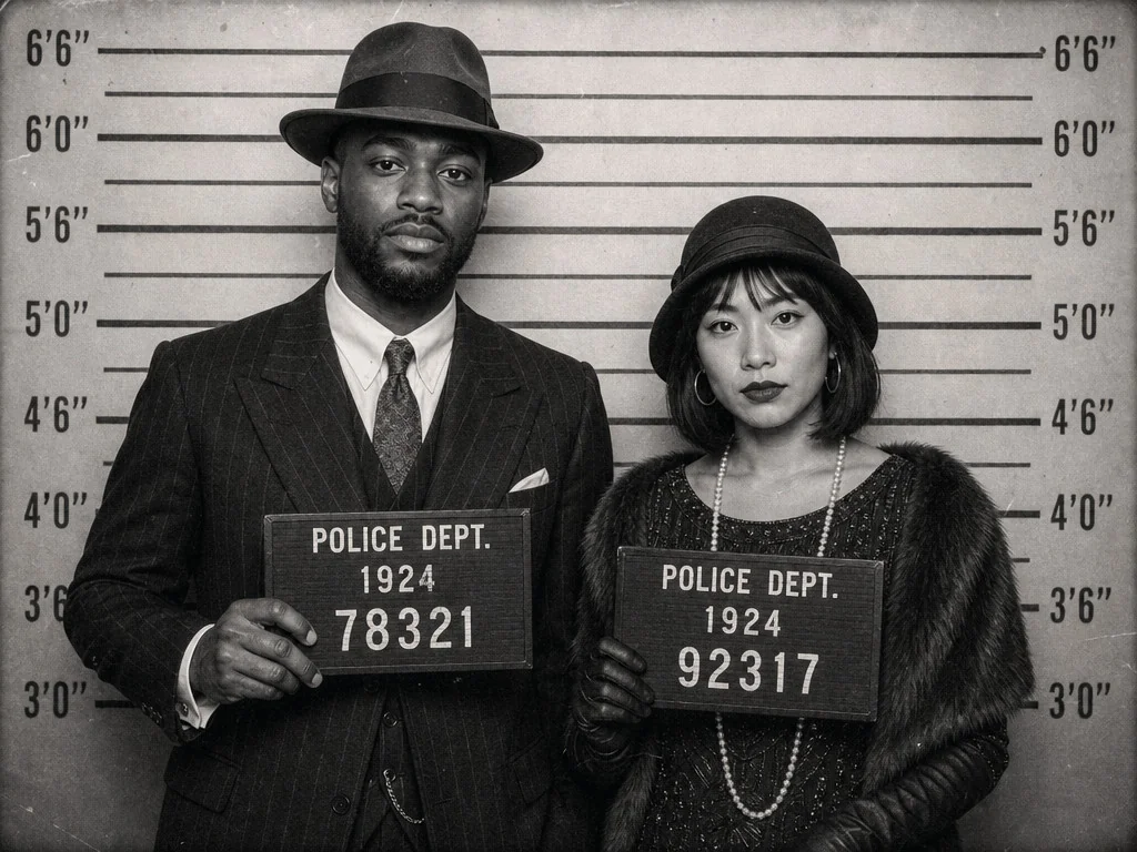 Vintage 1920s Lineup — AI photo booth effect, Couple rendering
