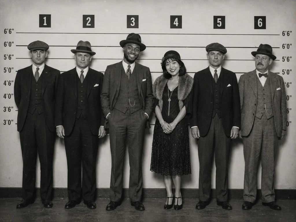 Vintage 1920s Police Lineup — AI photo booth effect, Couple rendering