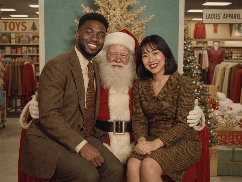 Vintage Department Store Santa — AI photo booth effect, Couple rendering
