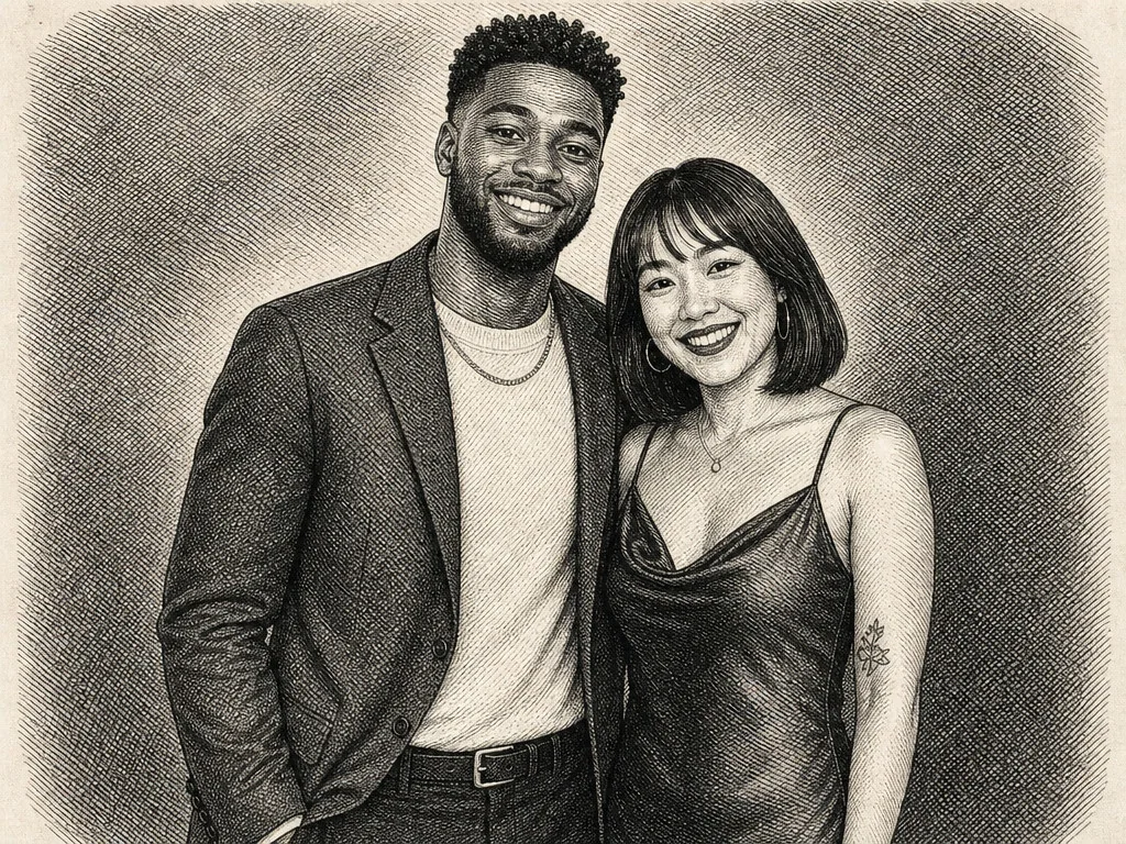 Vintage Engraving Etching — AI photo booth effect, Couple rendering