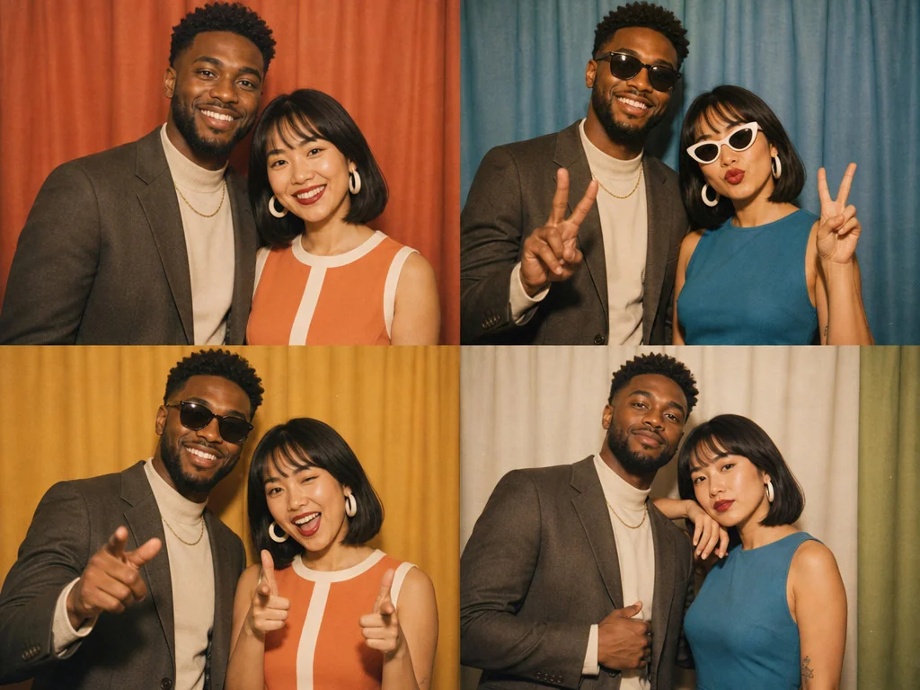 Vintage Photo Booth 1960s — AI photo booth effect, Couple rendering
