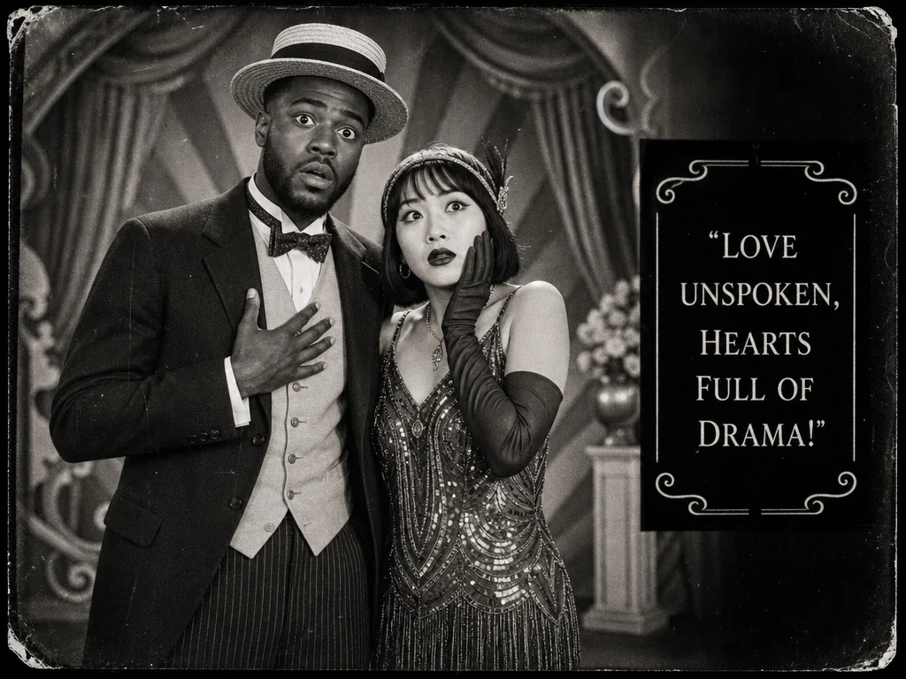 Vintage Silent Movie — AI photo booth effect, Couple rendering