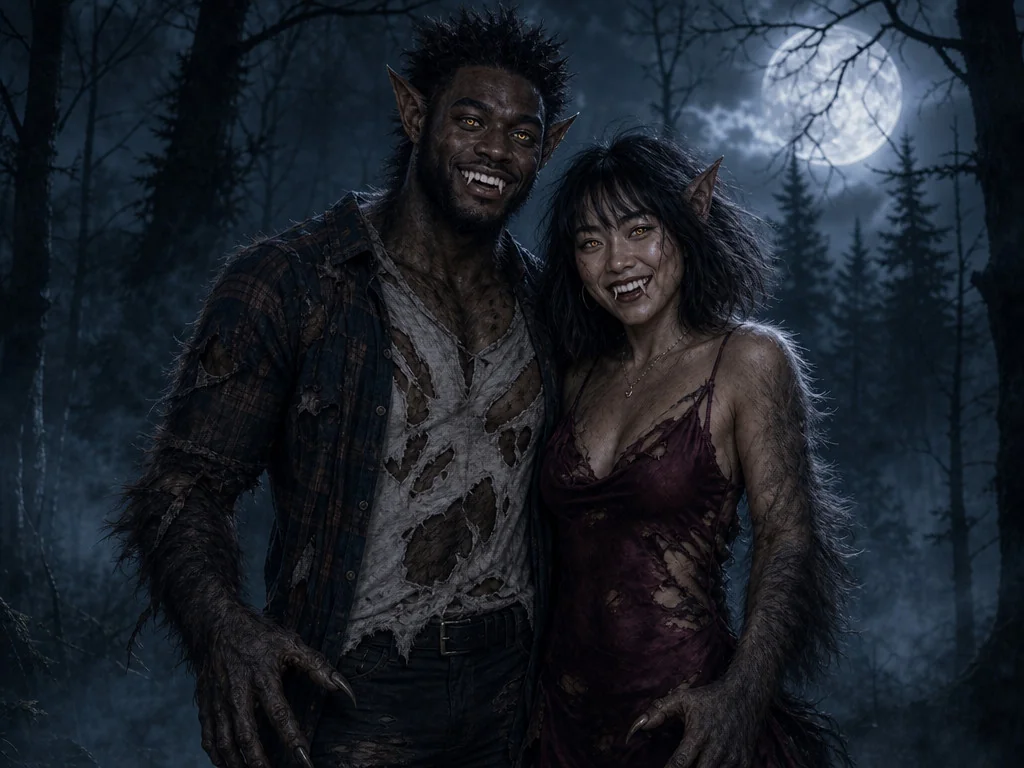 Werewolf Full Moon — AI photo booth effect, Couple rendering