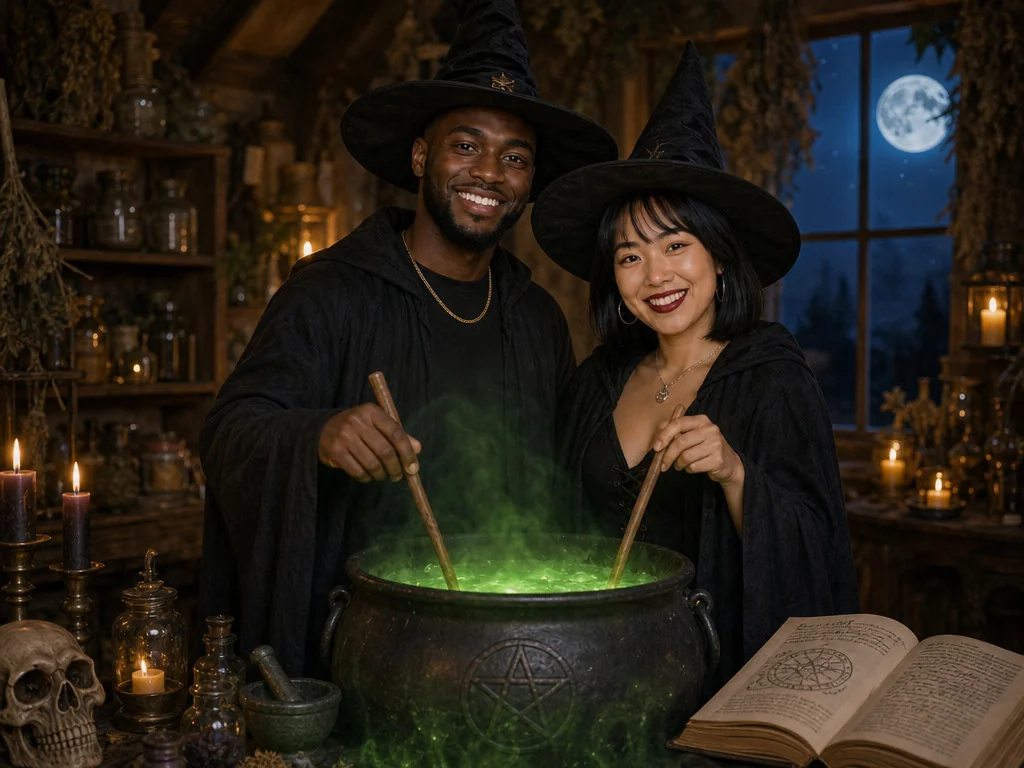 Witch Cauldron — AI photo booth effect, Couple rendering