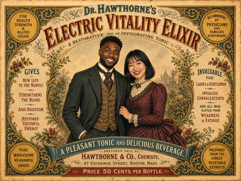 1880s Advertisement AI photo booth effect — Couple rendering