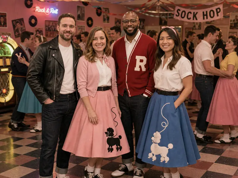 1950s Sock Hop AI photo booth effect — Group rendering