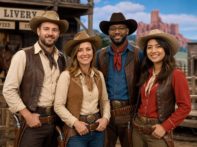 1960s Western Television AI photo booth effect — Group rendering